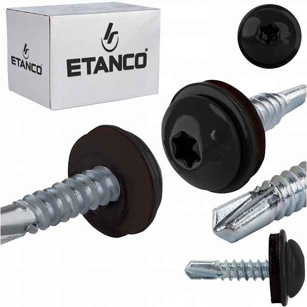 Šrouby do kovu Torx 3 mm 4,8 x 22 mm Ral 9005 250 ks Etanco GT3 Ph Z14