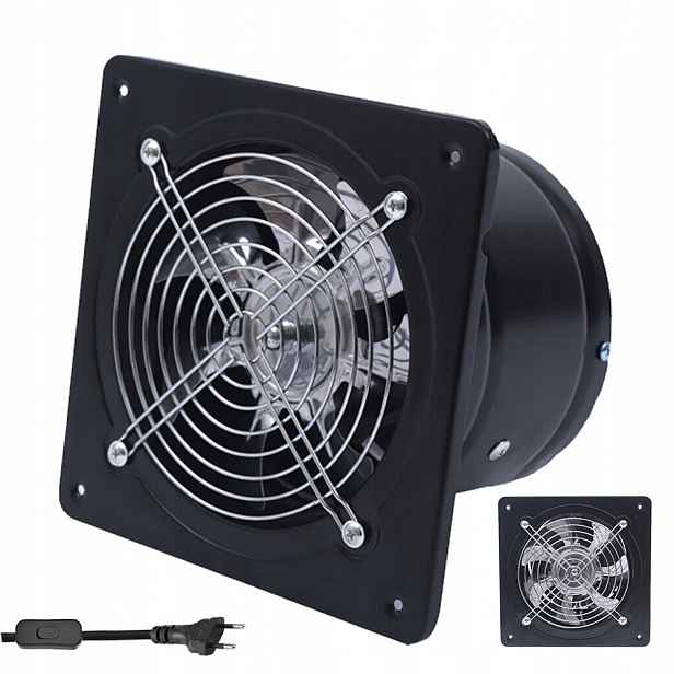 Kuchyňský Odtahový Ventilátor Do Koupelny 150 MM, Tichý Provoz, Černý