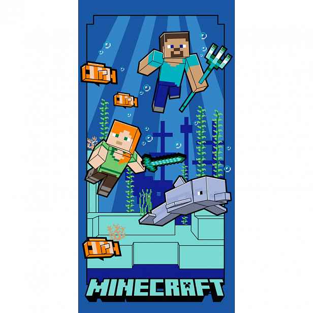 TEMU Minecraft Plážová osuška s podvodním , 70X140 cm (Rychleschnoucí)