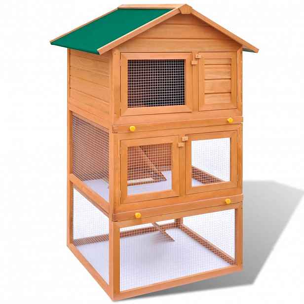 vidaXL Venkovní dřevěná klec pro králíky, 3 patra