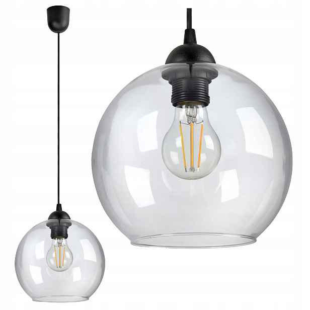 Závěsná lampa Lustr Kula 20 cm Transparentní Led