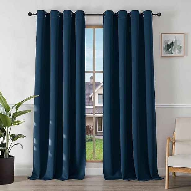 2x Zatemňovací Závěs 140x245 Oka Tmavě modrá Elegance a Komfort