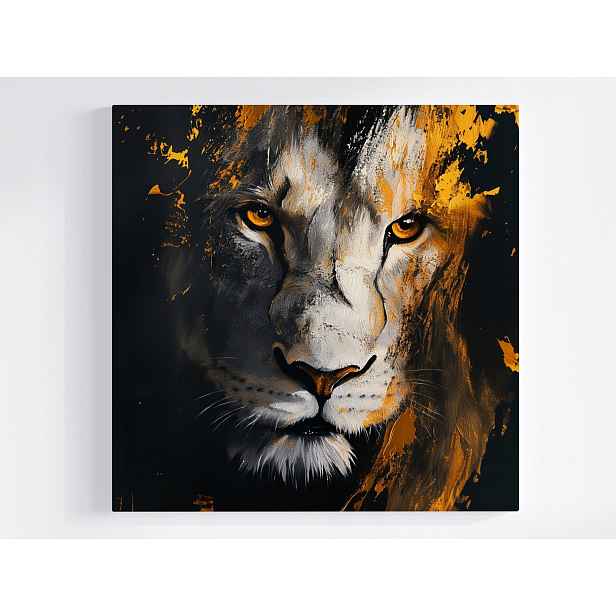 Obraz Na Plátně Canvas Zlatý Lev Král Zvířat Malířství Portrét 60x60