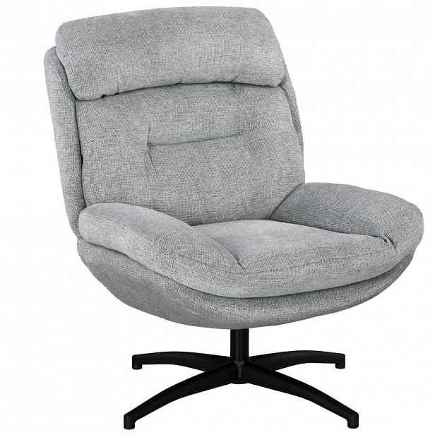 OKWISH OTOČNÉ křeslo 91/79/98 cm šedé z polyesteru s 360° otáčením a područkami