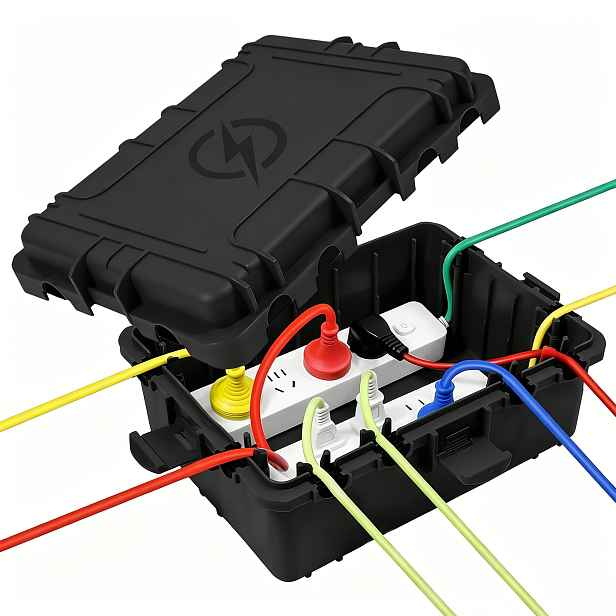 TEMU Velká Venkovní Elektrická Skříňka Vodotěsná, Kryt Prodlužovacího Kabelu Odolný vůči Počasí, Kryty Venkovních Zásuvek, Ochrana Prodlužovacího