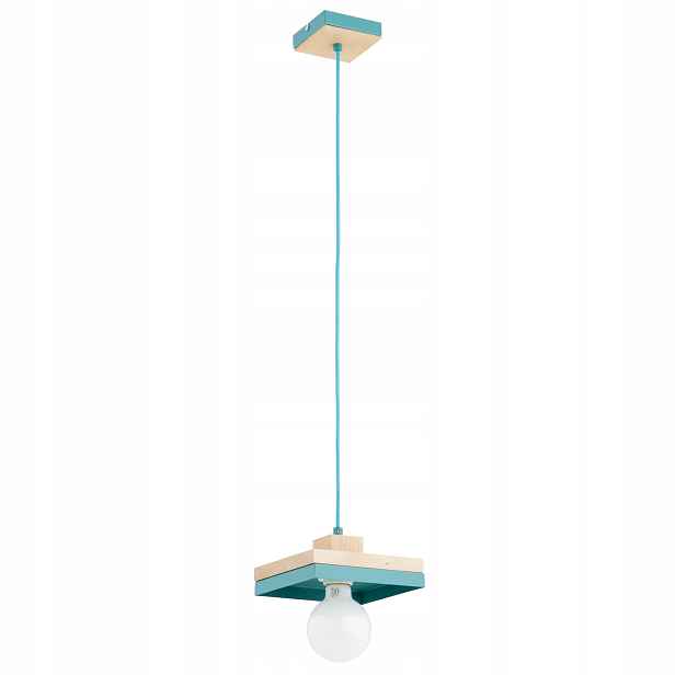 Závěsná lampa Alfa Miko modrá/tyrkysové dřevo, kov 1xE27 15W