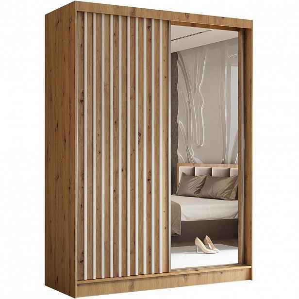 Beautysofa SKŘÍŇ s posuvnými dveřmi Helix 160/216/61 dub Artisan + bílá