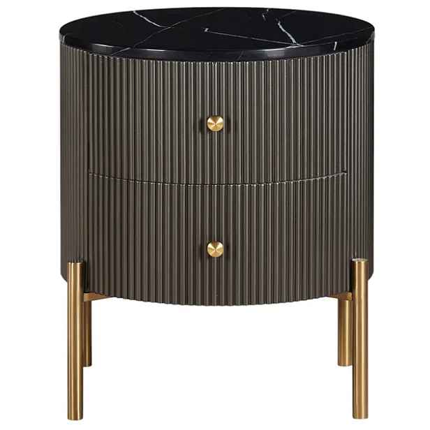 LivinHill Noční stolek Stilig 50 cm černý mramor/zlatý