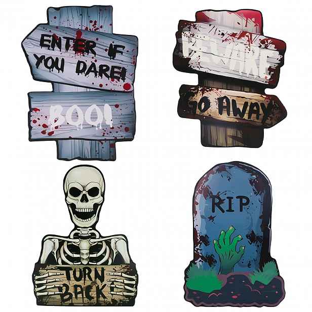 Halloweenské Náhrobky 4 Ks Tabulek Kostra Ruka Do Zahrady Kolíky