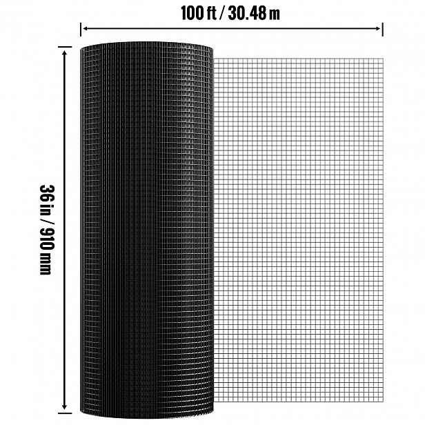 TEMU Sada 36'' x 100' (1m x 30m) zinkovaného drátěného sítě, 19 Gauge drátěné ploty, vinilková ochrana kovové sítě pro kurník, ploty pro králíky a