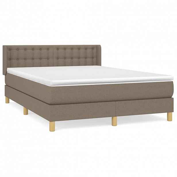 vidaXL Box spring postel s matrací taupe 140x190 cm textil