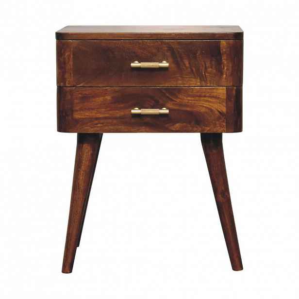 Artisan Furniture NOČNÍ STOLEK Mini z masivního mangového dřeva, 2 zásuvky, béžová