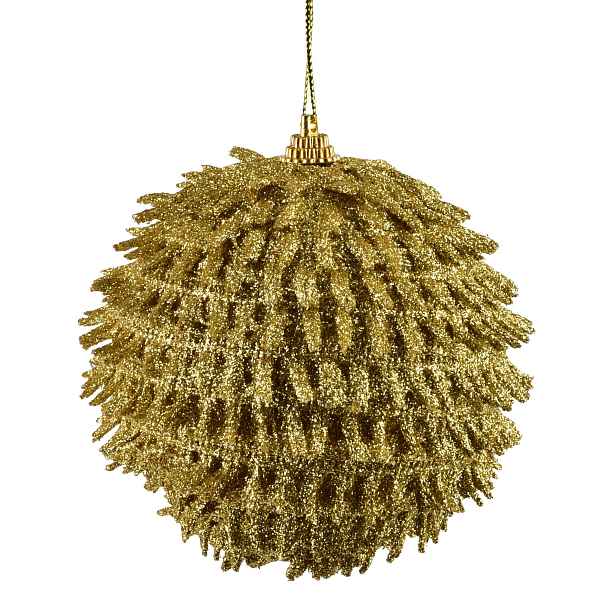 Mondex Vánoční baňka SANTA LILA Tassel 10 cm zlatá
