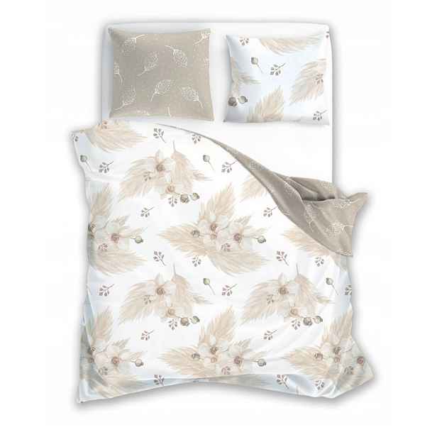 Povlečení saténové 160x200 Boho 05 béžové listy