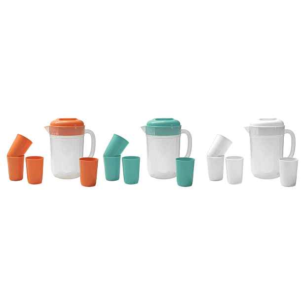 PROHOME - Džbán 2400ml a 4 kelímky různé barvy