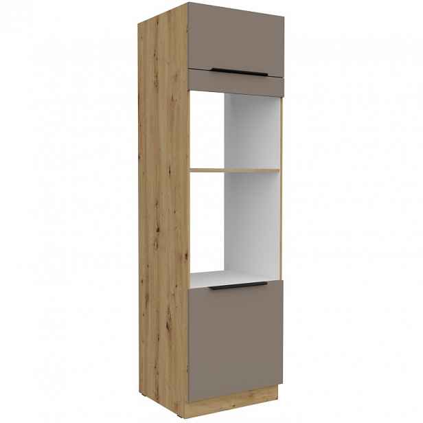 Skříň na vestavné spotřebiče LUNARA - šířka 60 cm, tmavě béžová / dub artisan