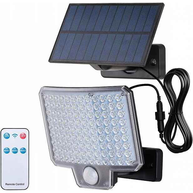 Solární Lampa Led 108 Senzor Pohybu Dálkový Ovladač IP65