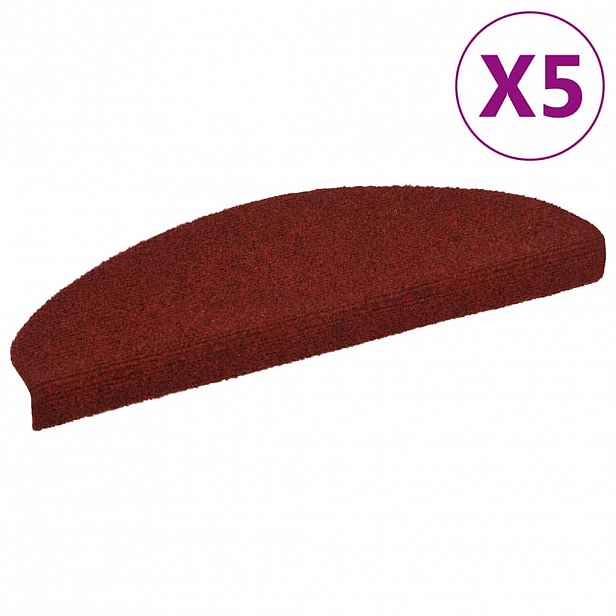 vidaXL Schodové rohože samolepicí 5 ks 65 x 21 x 4 cm vínově červené, půlkulaté, velké