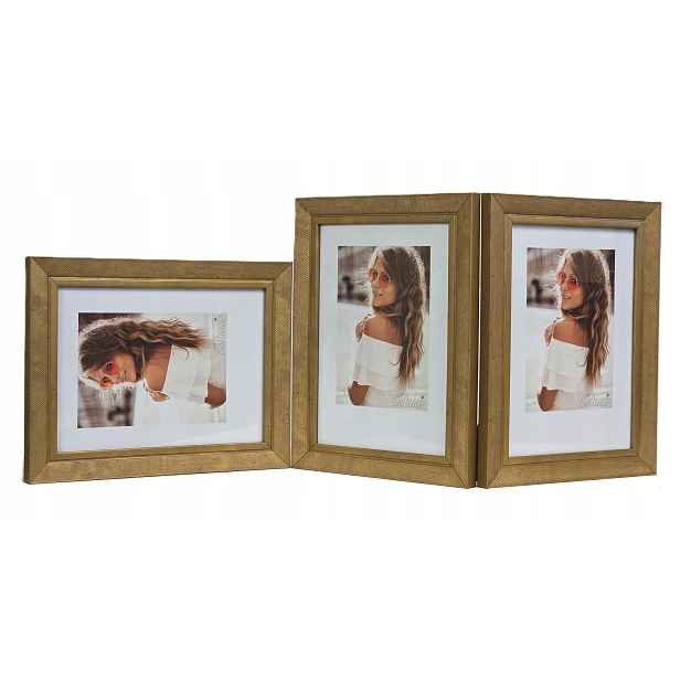 Galerie multirama Flash fotografie 15x21 cm Trojitá úroveň/vertikální/vertikální Zlatá