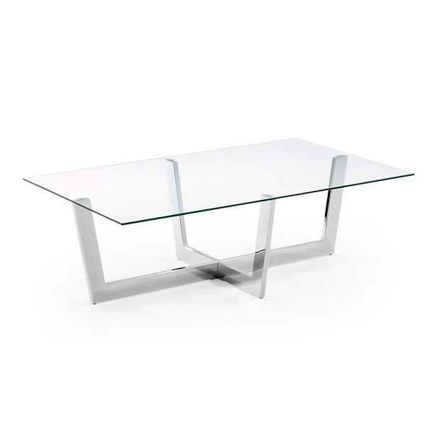 Konferenční stolek se skleněnou deskou ve stříbrné barvě 70x120 cm Plam – Kave Home