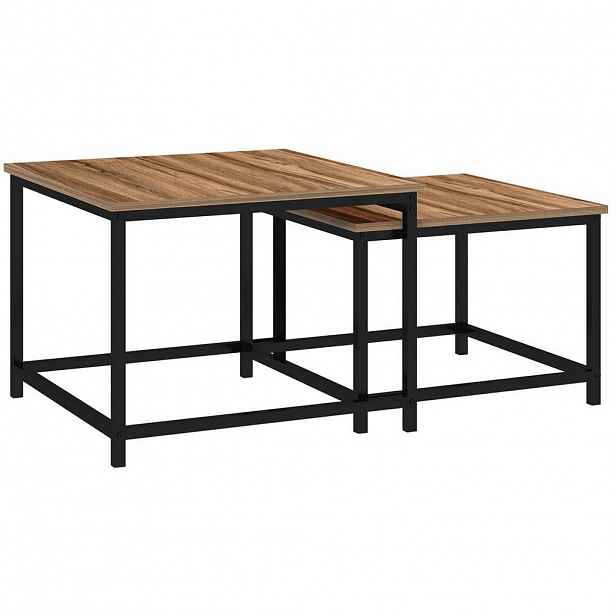 Modfu SADA odkládacích stolků z dřevotřísky 60x60x45 cm přírodní dekor dřeva s ocelovou konstrukcí, zasouvací design