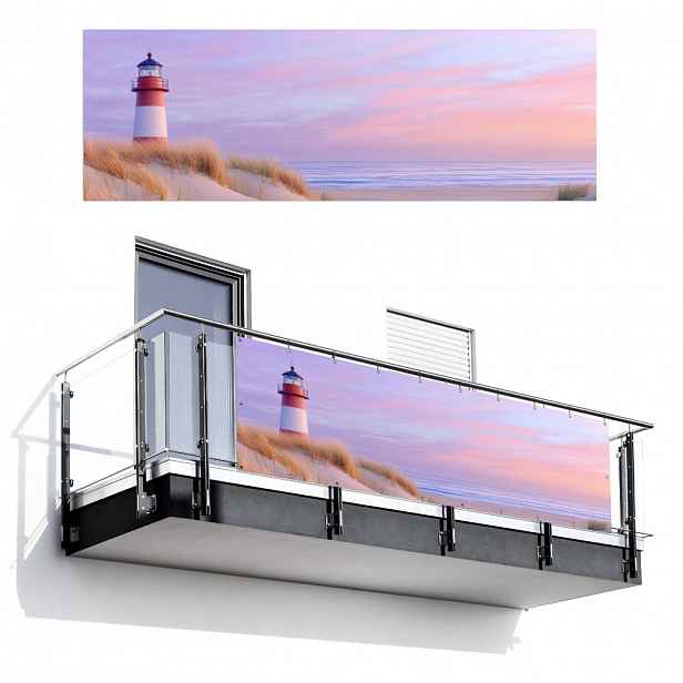 MuchoWow BALKONOVÁ ZÁSTĚNA Maják - duny - západ slunce 300x100 cm