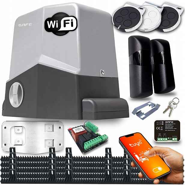 Pohon Pro Posuvnou Bránu 1000 Kg Wifi Tuya 5xlamelový 3x dálkové ovládání Automat Safe