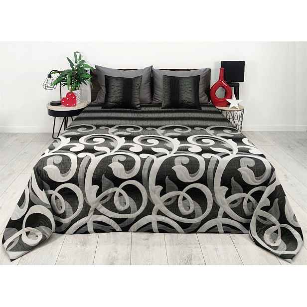 Přehoz na postel gauč 250x250 lisovaný šedobílý elegantní oboustranný