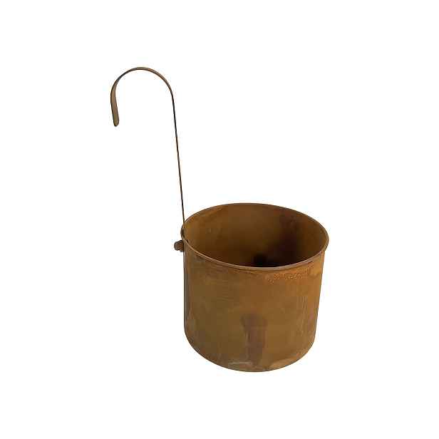 TEMU Vintage Kovový Závěsný Květináč na Zábradlí - Vintage Venkovský Rezavý Kbelíkový Květináč, Ošuntělá Šik Dekorace na Balkon a Plot, Ošuntělý