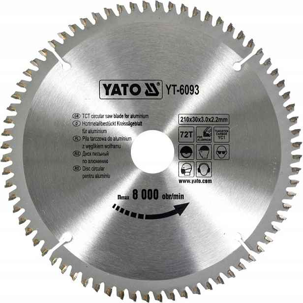 Kotoučová pila na hliník 210x30x72 mm YT-6093 Yato