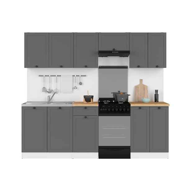 BRW Kuchyň JUNONA MODUL RAMKA 230 cm, bílá/grafit