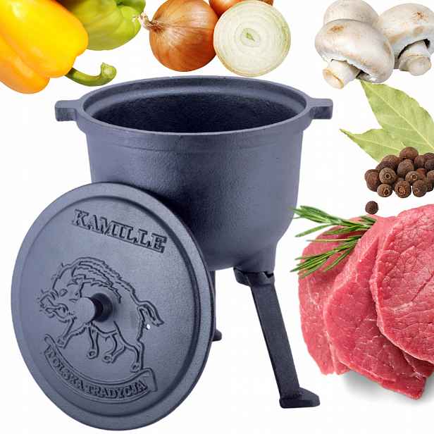 Lovecký Kotlík Hrnec na oheň Litinový 4,0 L Kamille