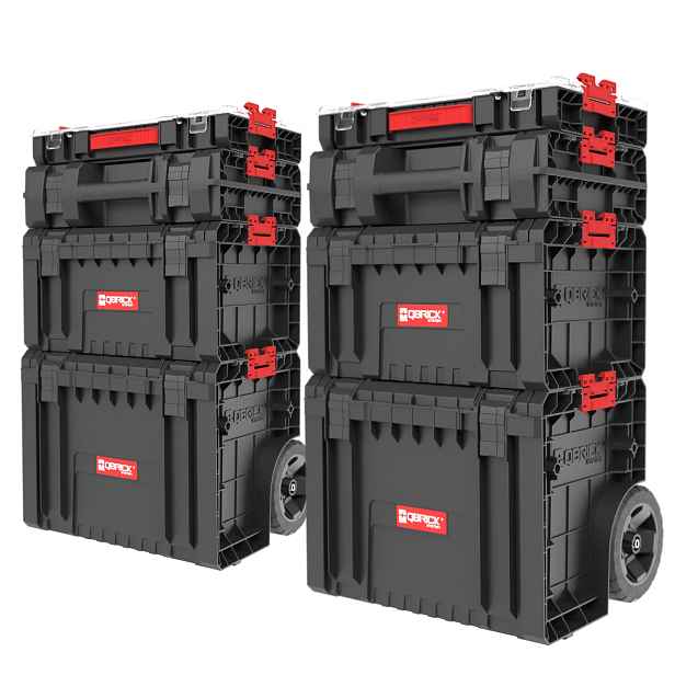 Qbrick System Pro Cart 2.0 na kolečkách, plastový vozík, krabička x2