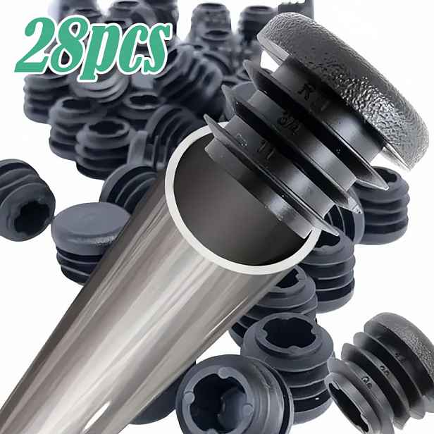 TEMU 28ks 25mm kulaté zátky na trubky, ploché krásné těsnicí krytky, prachotěsné, ochrana stěn trubek, tlumení nárazů, pro nohy nábytku a plotové