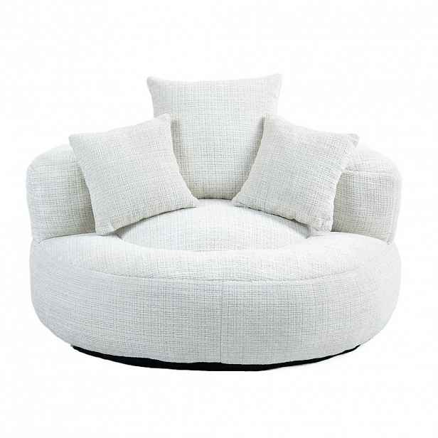 OKWISH RELAXAČNÍ křeslo 108/108/52 cm béžová z žinylky s vysokým opěradlem a područkami