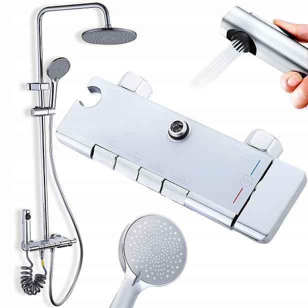 Sprchový Set Sprchový Sloup S Baterií A Dešťovou Sprchou 3v1