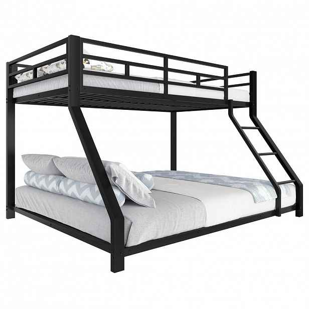 STILVORA ETAGENBETT 90/200 cm & 140/200 cm in Schwarz mit Geländer und Treppe