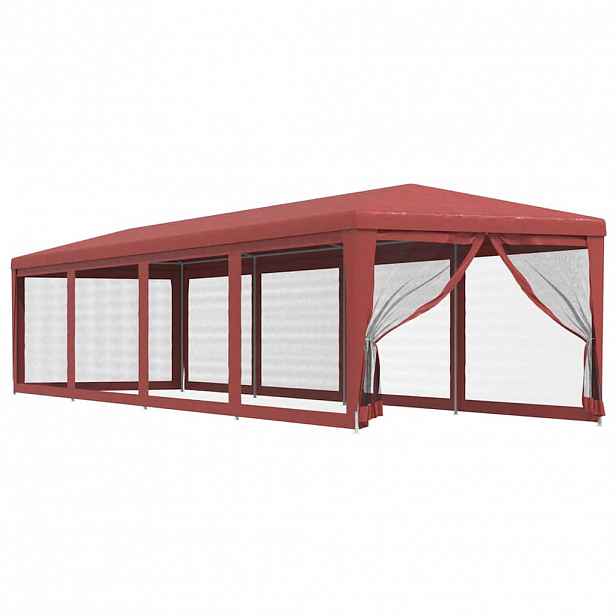 vidaXL Party stan s 10 síťovanými bočnicemi červený 3 x 12 m HDPE