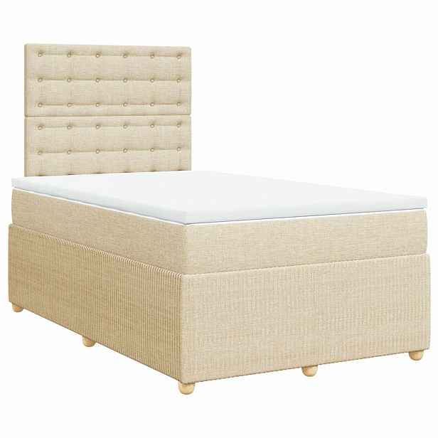 vidaXL Box spring postel s matrací krémová 120x190 cm textil