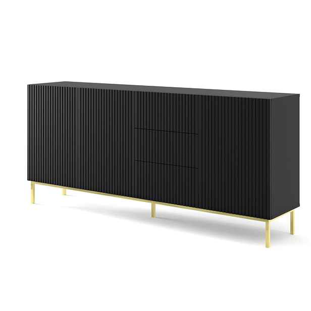 ARTBm Komoda RAVENNA B 3D3S 200 | černá matná Provedení: Černý mat / zlatá podnož