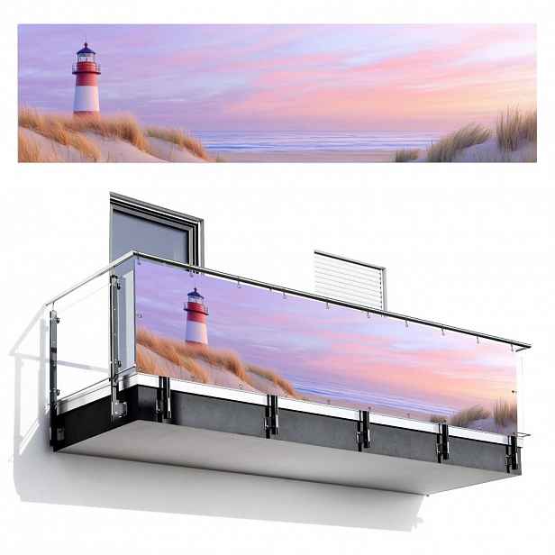 MuchoWow BALKONOVÁ ZÁSTĚNA Maják - duny - západ slunce 300x80 cm