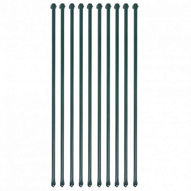 vidaXL Plotové sloupky, 10 ks, kov, 1 m, zelené