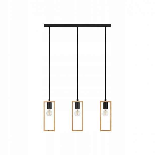 Závěsná lampa Littleton hnědo-černá dřevo loft 3 x E27 Eglo 43336
