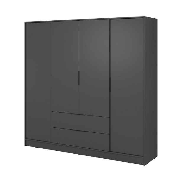 MASSENO ŠATNÍ SKŘÍŇ S OTOČNÝMI DVEŘMI CATERINA, 206/200/51 cm 4dveřová, grafitová