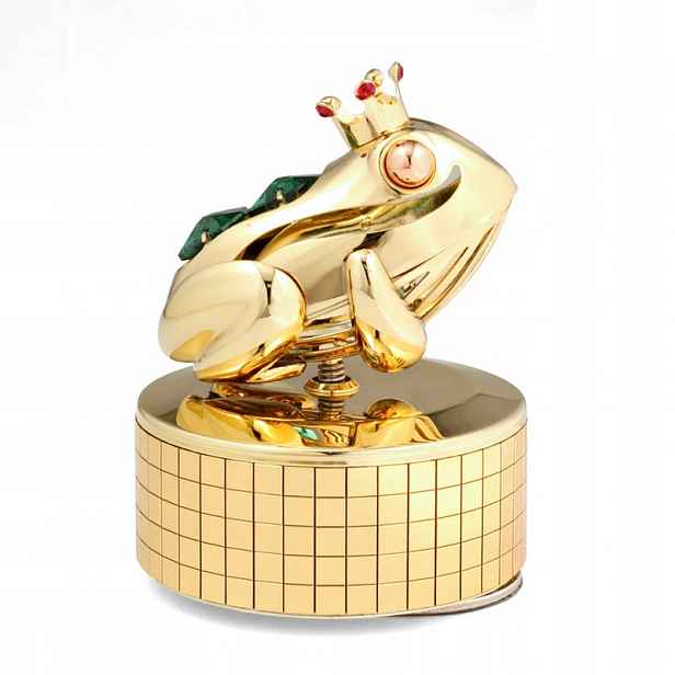 Hrací Skříňka figurka žába s korunou zlatá glamour dekorace Gravírování Bonus
