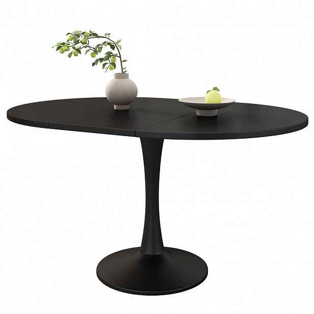 OKWISH JÍDELNÍ stůl 100/140/100/75 cm černý z MDF rozkládací oválný