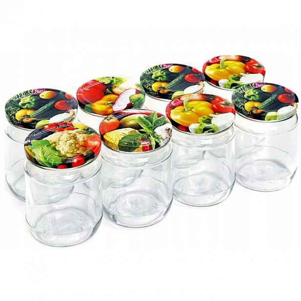 TEMU Sada sklenic na zavařování, med, 540ml & 500ml, 8 kusů se šroubovacími víčky, průměr 82mm