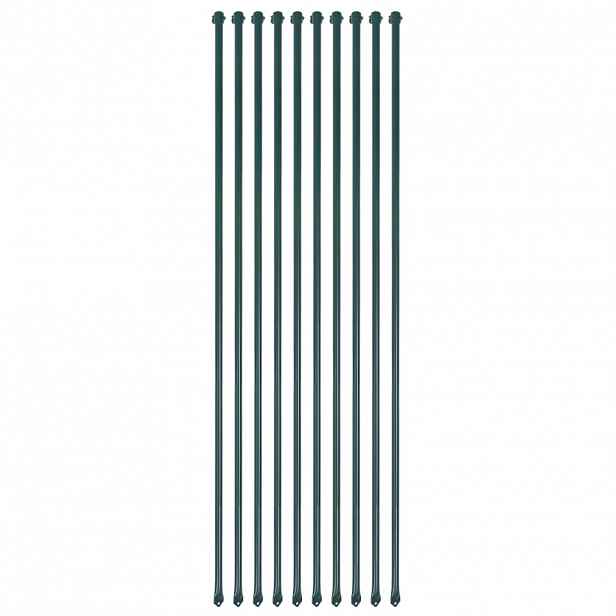 vidaXL Plotové sloupky, 10 ks, kov, 1,5 m, zelené