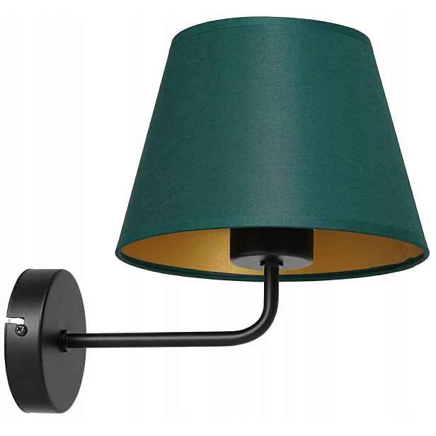 Nástěnná lampa Arden Zelená Zlatá Abažurová glamour stylizace do kanceláře
