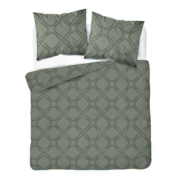 Povlečení 220x200 zelené s geometrickým ornamentem Home Satin